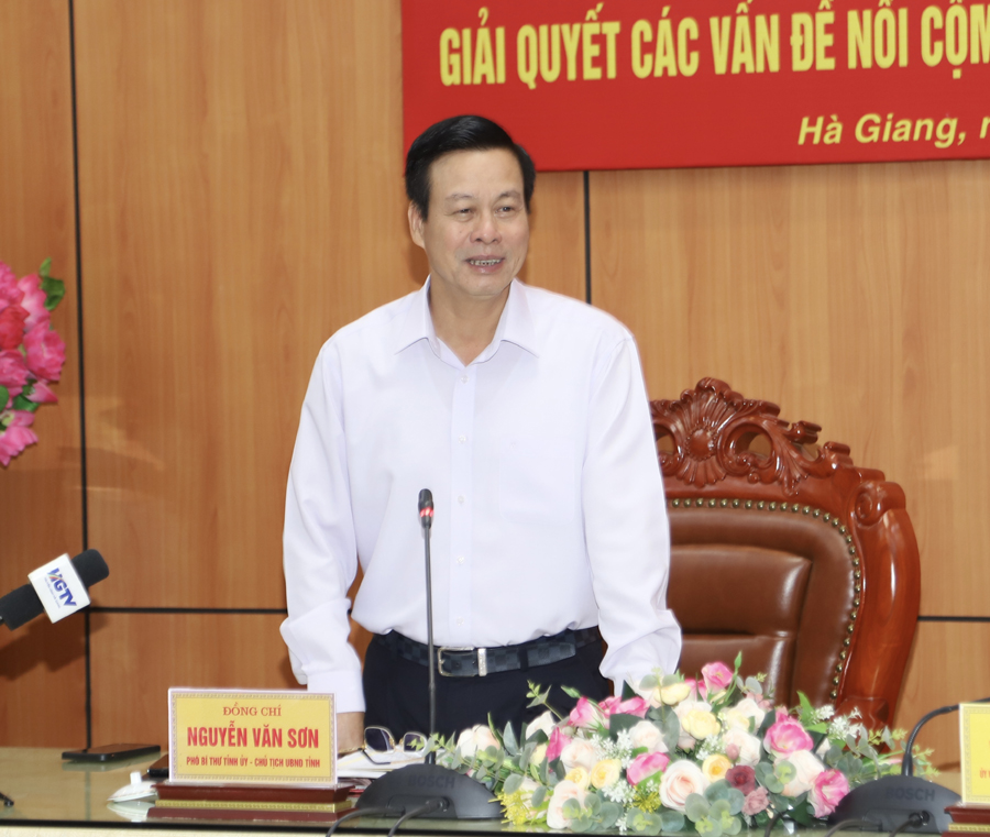 Chủ tịch UBND tỉnh Nguyễn Văn Sơn phát biểu tại buổi làm việc 