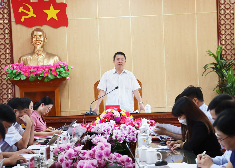 Trưởng ban Dân vận Tỉnh ủy Trần Mạnh Lợi kết luận buổi làm việc.
