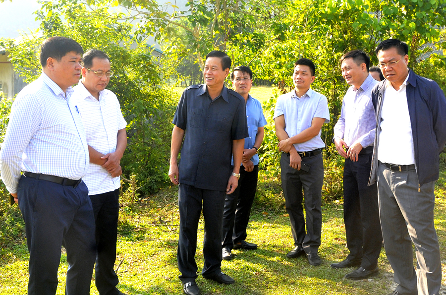 Chủ tịch UBND tỉnh Nguyễn Văn Sơn khảo sát quỹ đất thu hút đầu tư trên địa bàn xã Ngọc Linh.
