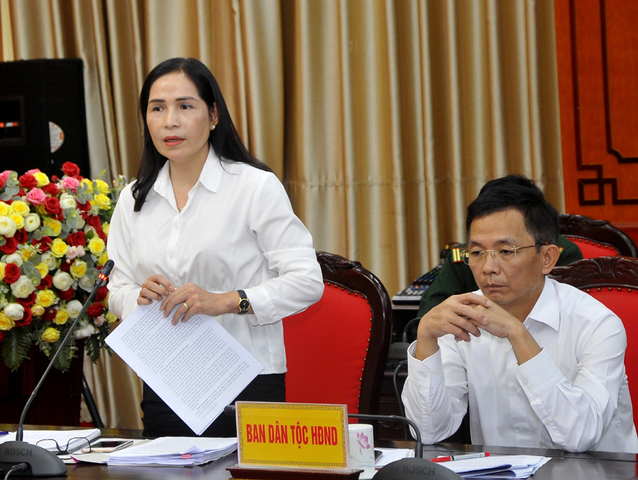 Trưởng Ban Kinh tế - Ngân sách HĐND tỉnh Phạm Thị Hồng Yên đề nghị UBND tỉnh quan tâm tháo gỡ vướng mắc trong quyết toán các dự án đầu tư.