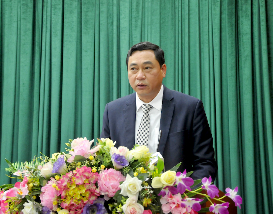Quyền Giám đốc Sở Y tế Nguyễn Văn Giao phát biểu cảm ơn sự quan tâm của các đồng chí lãnh đạo tỉnh và hứa ngành Y tế sẽ nỗ lực hết mình trong công tác chăm sóc sức khỏe nhân dân.