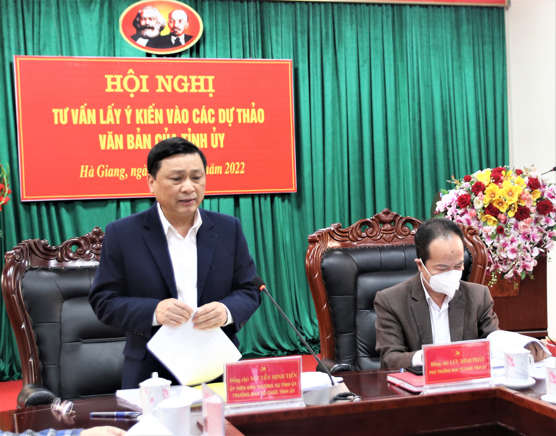 Trưởng Ban Tổ chức Tỉnh ủy Nguyễn Minh Tiến kết luận hội nghị.
