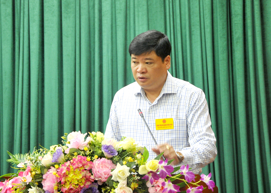 Giám đốc Sở Kế hoạch và Đầu tư Lương Văn Đoàn trình bày tờ trình của UBND tỉnh.