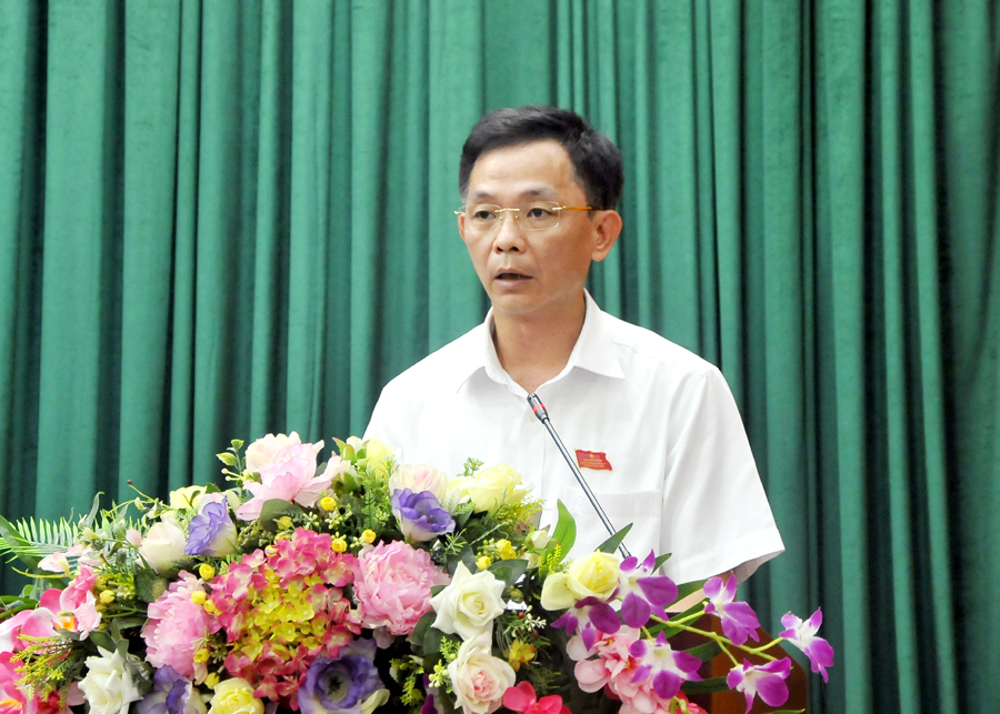 Trưởng Ban Dân tộc HĐND tỉnh Bùi Quang Trí trình bày báo cáo thẩm tra của Ban Dân tộc.