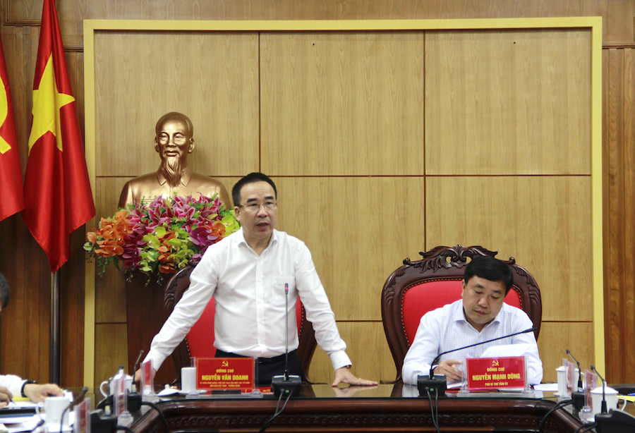 Đồng chí Nguyễn Văn Doanh, Ủy viên Đảng đoàn, Phó Chủ tịch LHCTCHN Việt Nam phát biểu tại buổi làm việc.
