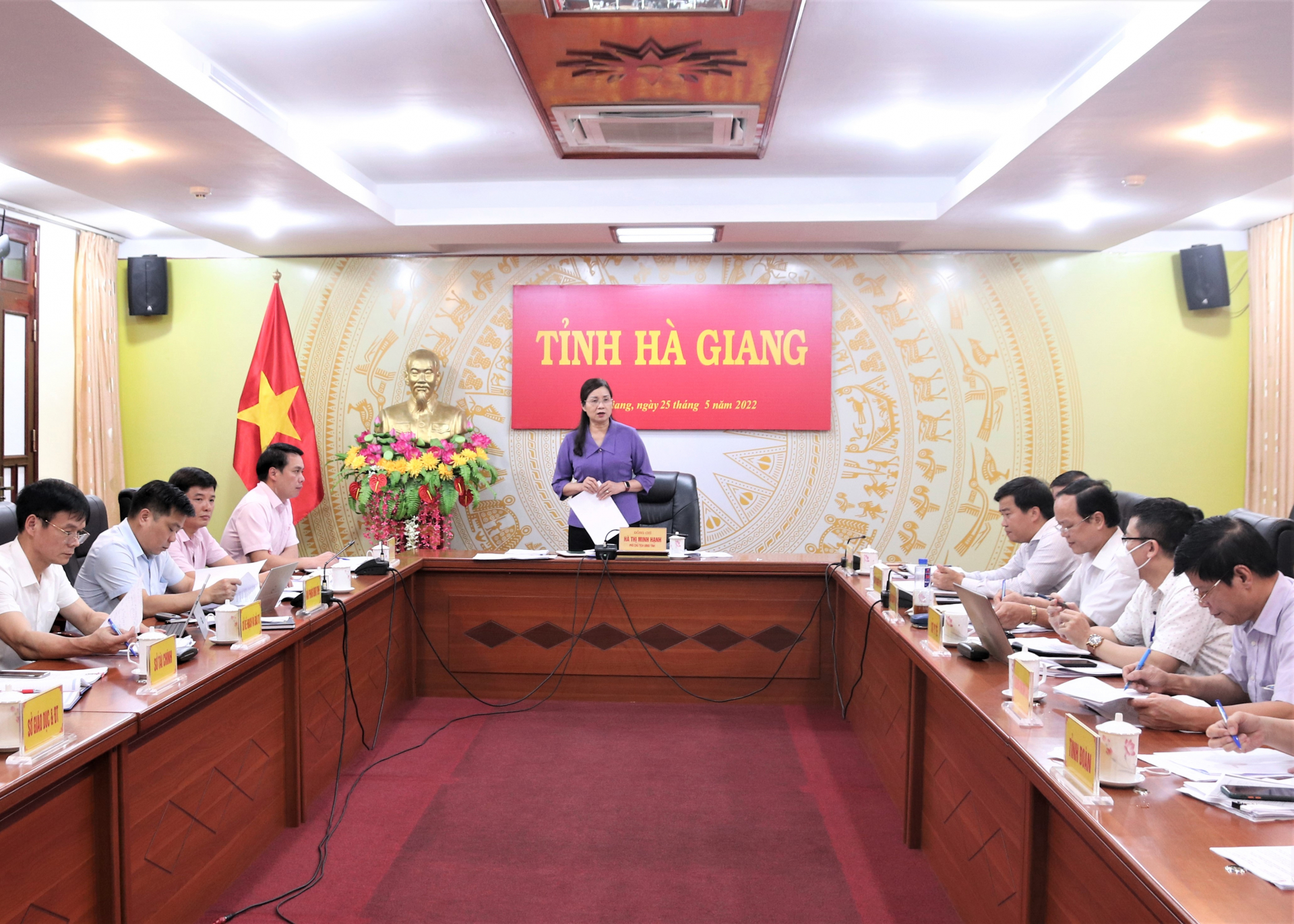 Phó Chủ tịch UBND tỉnh Hà Thị Minh Hạnh kết luận buổi làm việc. 