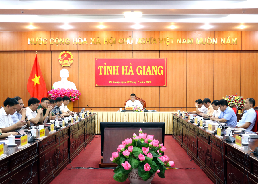 Toàn cảnh hội nghị tại điểm cầu tỉnh Hà Giang