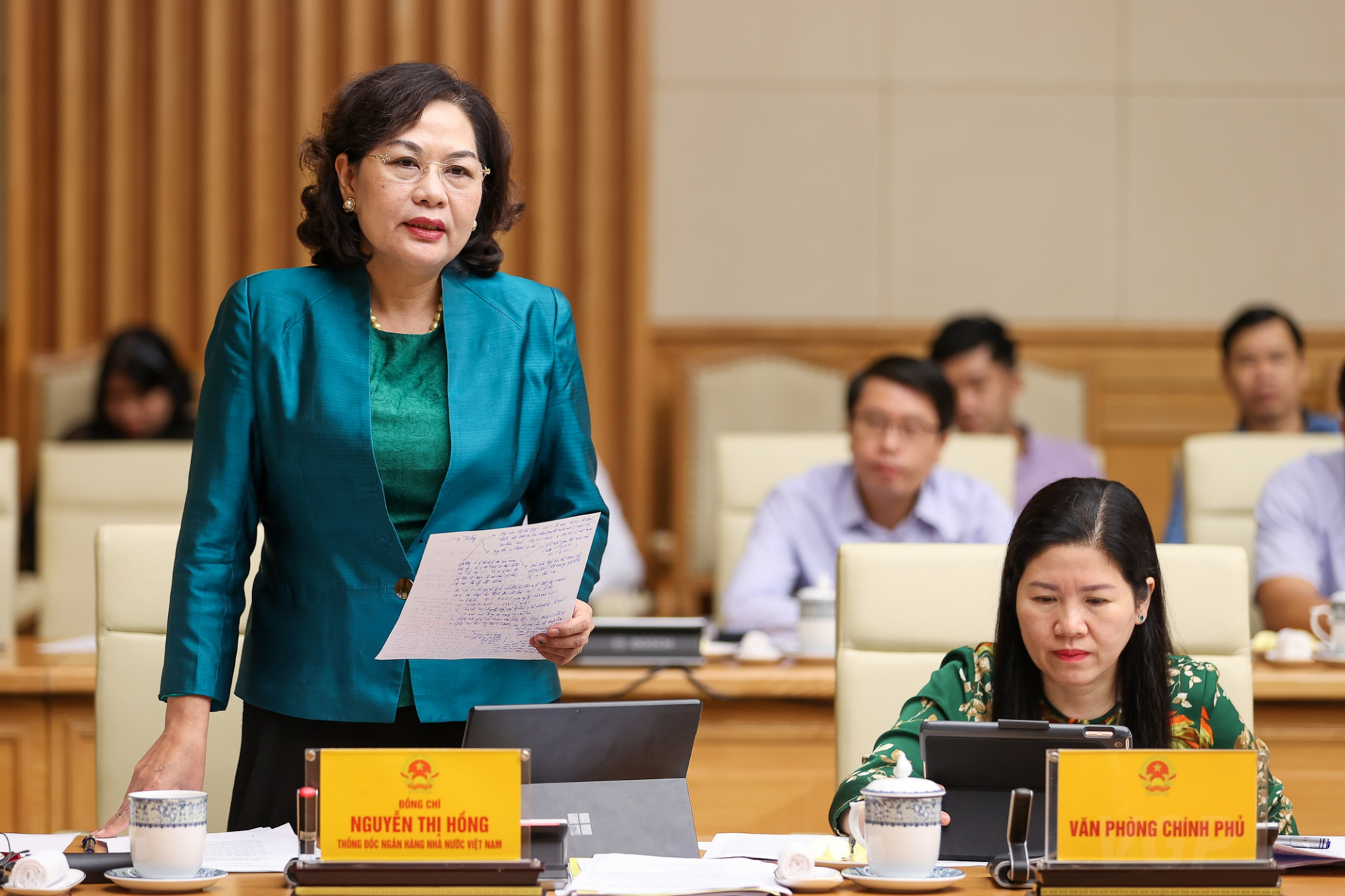 Thống đốc Ngân hàng Nhà nước Nguyễn Thị Hồng phát biểu