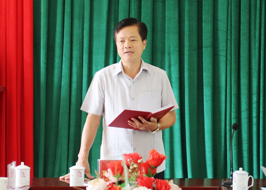 Chủ nhiệm UBKT Tỉnh ủy Trần Quang Minh phát biểu kết luận buổi làm việc.