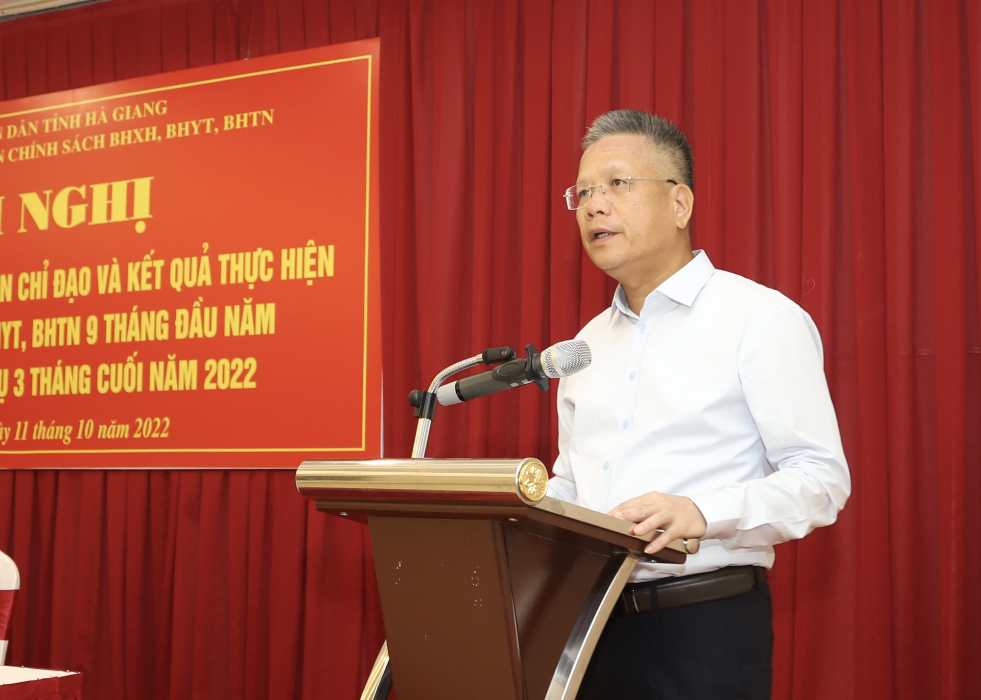 Phó Tổng Giám đốc BHXH Việt Nam Trần Đình Liệu phát biểu tại hội nghị