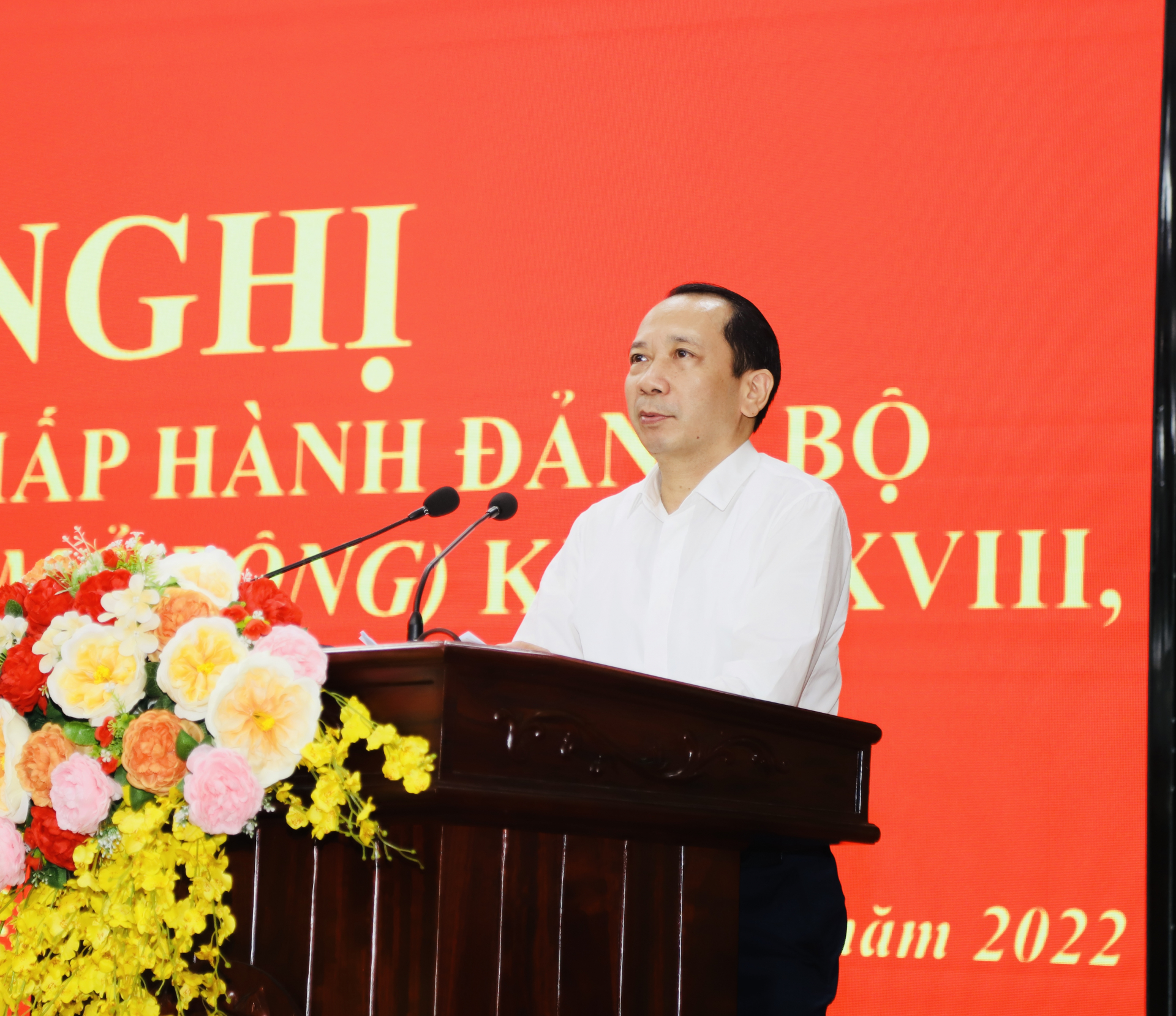 Phó Chủ tịch UBND tỉnh Trần Đức Quý phát biểu tại hội nghị 