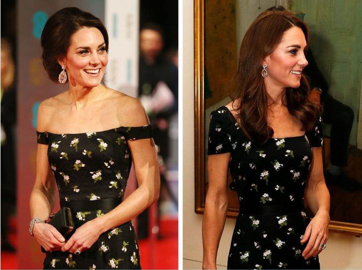 Chỉ cần xõa tóc hay bới tóc, thay đổi một vài điểm tinh tế về trang sức là trông Kate đã khác hẳn.