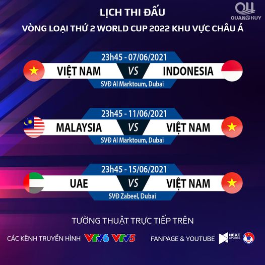 3 trận đấu còn lại vòng loại World cup 2022 của đội tuyển Việt Nam sẽ được VTV tường thuật trực tiếp