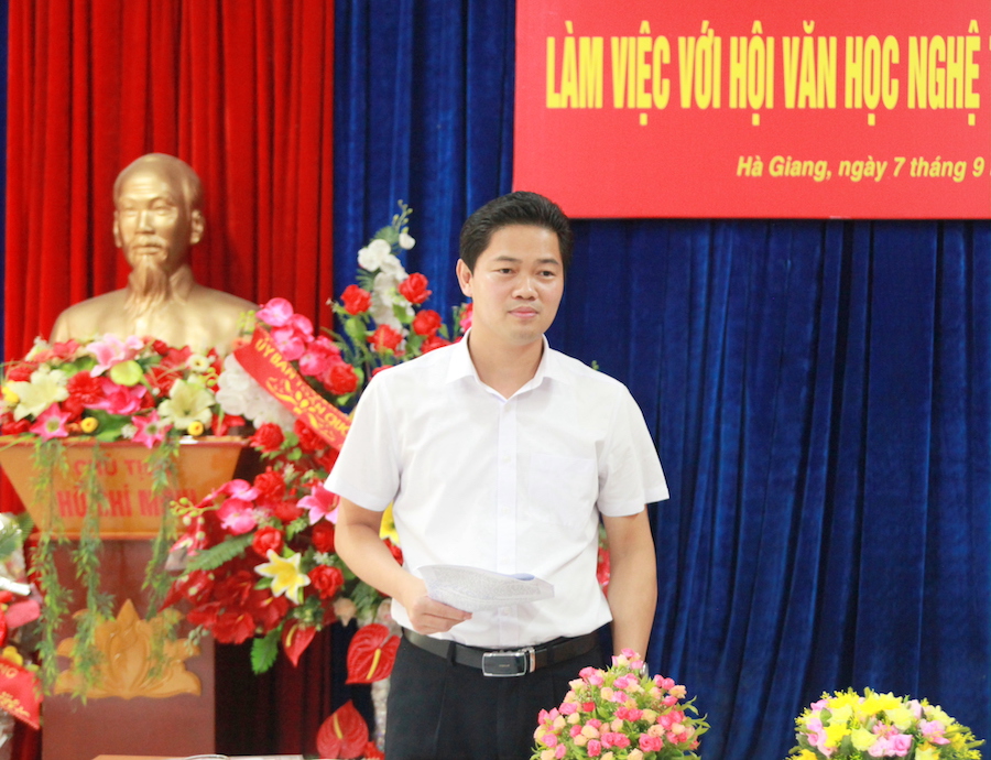 Trưởng Ban Tuyên giáo Tỉnh ủy Vũ Mạnh Hà phát biểu kết luận buổi làm việc.