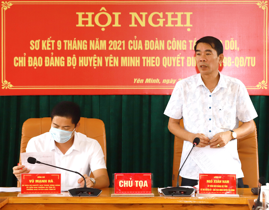 Bí thư Huyện ủy Yên Minh tiếp thu các ý kiến đóng góp của đoàn công tác 198 và thông tin một số nội dung đoàn công tác quan tâm 