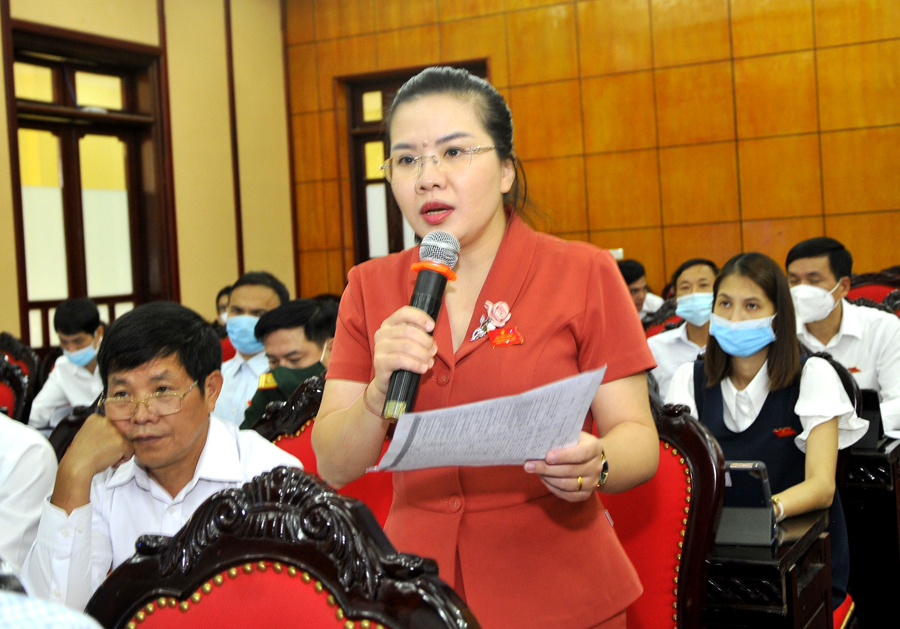 Đại biểu Đỗ Thị Hương, Bí thư Tỉnh đoàn đề nghị tháo gỡ khó khăn đối với một số dự án do Tỉnh đoàn làm chủ đầu tư.