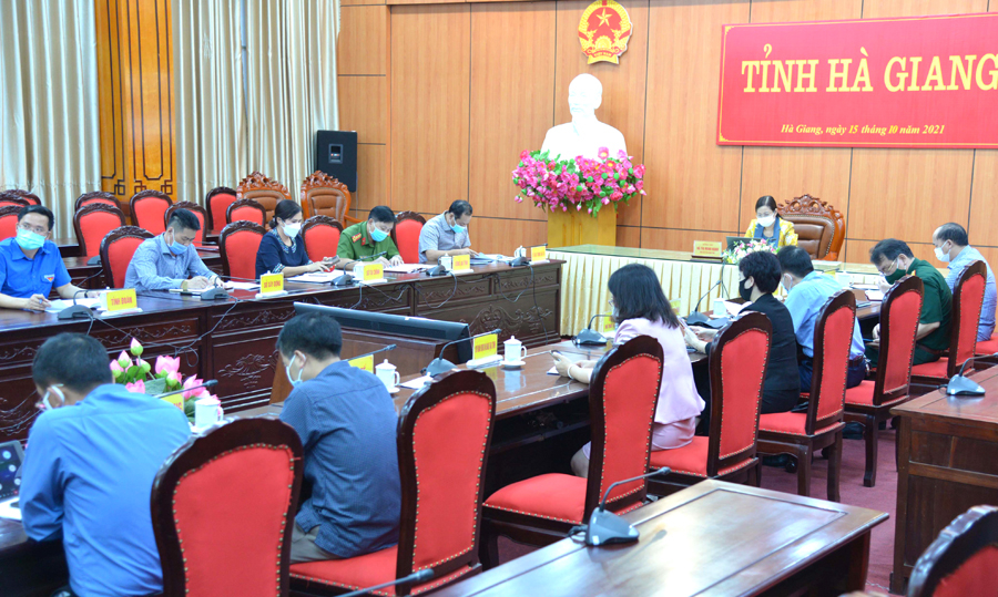 Phó Chủ tịch UBND tỉnh Hà Thị Minh Hạnh chủ trì tại điểm cầu Hà Giang.