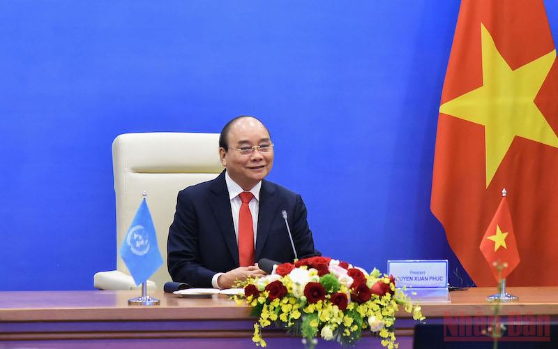 Chủ tịch nước Nguyễn Xuân Phúc tại Phiên thảo luận mở cấp cao trực tuyến về hợp tác giữa Liên hợp quốc và Liên minh châu Phi (AU).