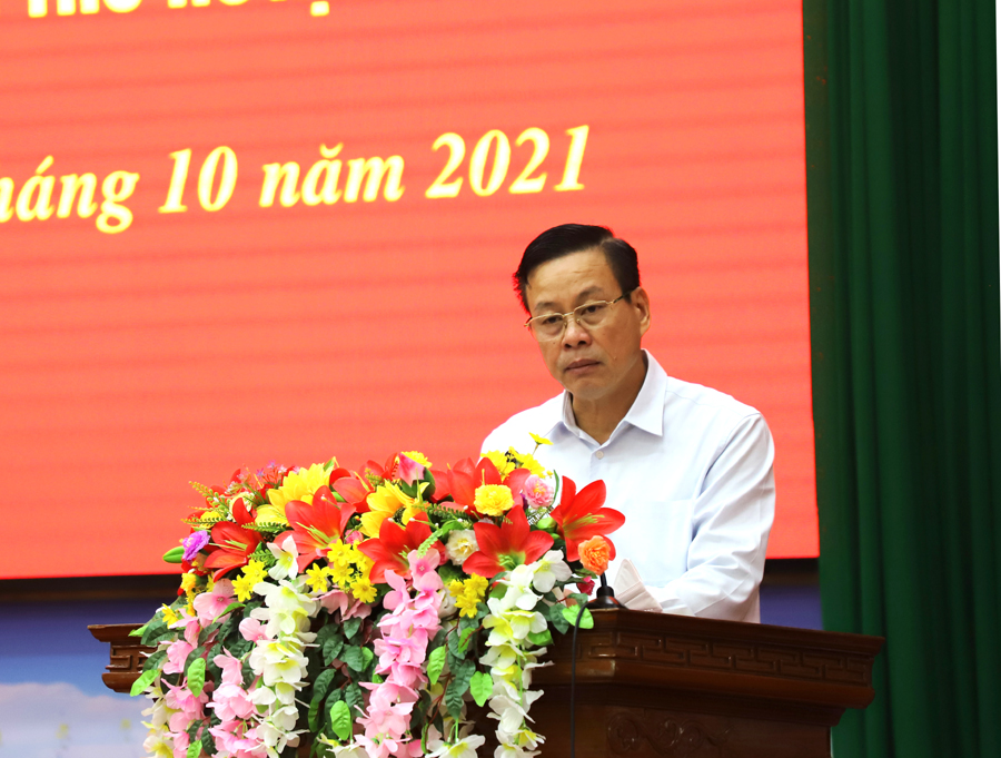 Chủ tịch UBND tỉnh Nguyễn Văn Sơn phát biểu bế mạc diễn tập KVPT huyện Bắc Mê.