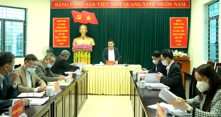Trưởng Ban Tổ chức Tỉnh ủy Nguyễn Minh Tiến phát biểu kết luận buổi làm việc.