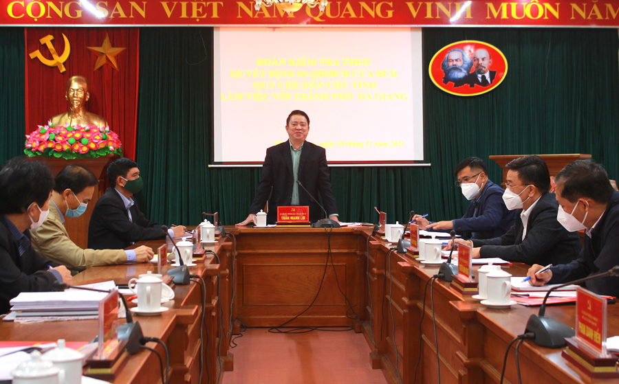 Trưởng Ban Dân vận Tỉnh ủy Trần Mạnh Lợi kết luận buổi làm việc