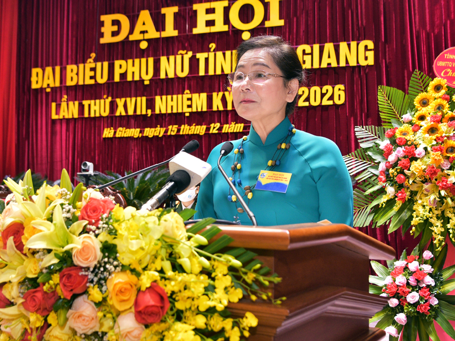 Phó Chủ tịch Hội LHPN Việt Nam Trần Thị Hương phát biểu tại Đại hội.