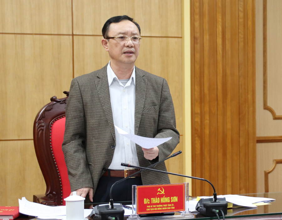 Phó Bí thư Thường trực Tỉnh ủy Thào Hồng Sơn kết luận hội nghị.
