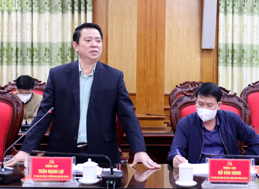 Trưởng Ban Dân vận Tỉnh ủy Trần Mạnh Lợi đề xuất giải pháp triển khai nhiệm vụ trọng tâm thời gian tới.