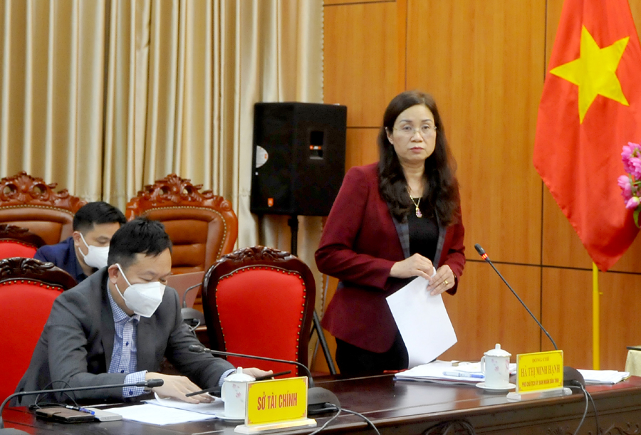 Phó Chủ tịch UBND tỉnh Hà Thị Minh Hạnh đề nghị các ngành khối Tài chính – Kế hoạch chủ động tham mưu các giải pháp hiệu quả thúc đẩy KT – XH trên địa bàn tỉnh.