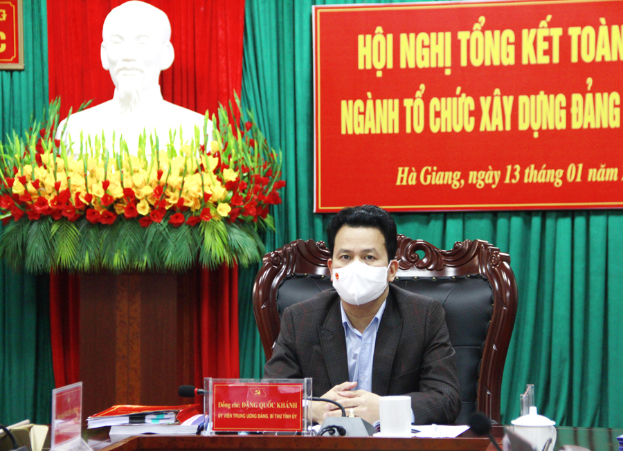 Bí thư Tỉnh ủy Đặng Quốc Khánh dự hội nghị tại điểm cầu tỉnh Hà Giang.