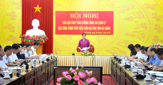 Phó Chủ tịch UBND tỉnh Hà Thị Minh Hạnh phát biểu kết luận Hội nghị.