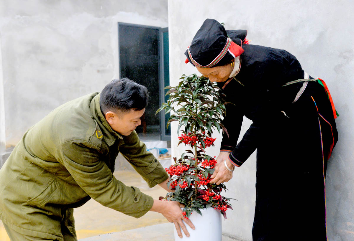 Residents decorated their homes to welcome the New Year at the Dong Tam resettlement area.