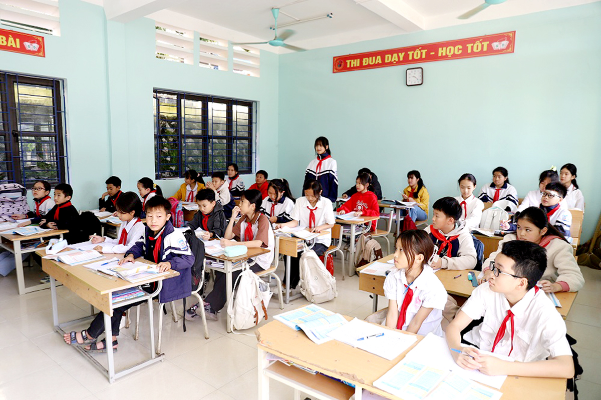Tiết học của cô và trò Trường chất lượng cao Nguyễn Bỉnh Khiêm.
