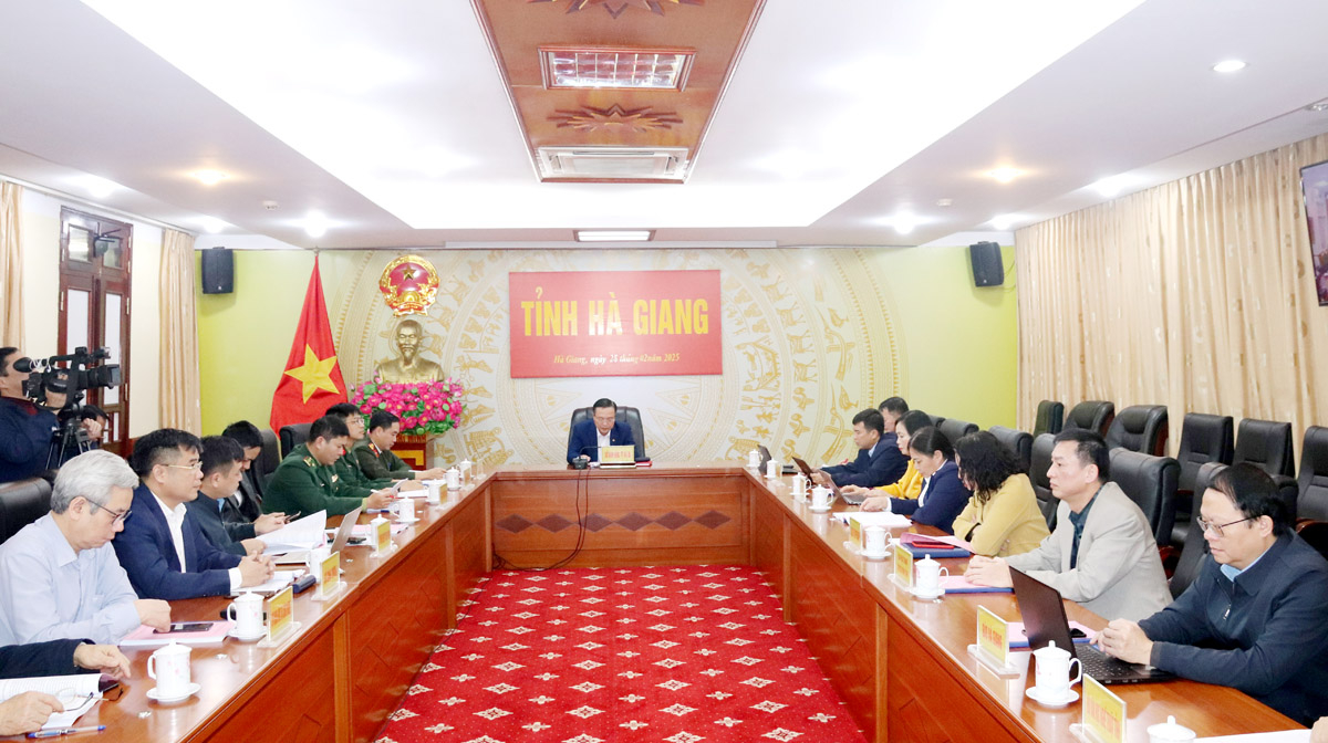 Các đại biểu dự hội nghị tại điểm cầu tỉnh Hà Giang.