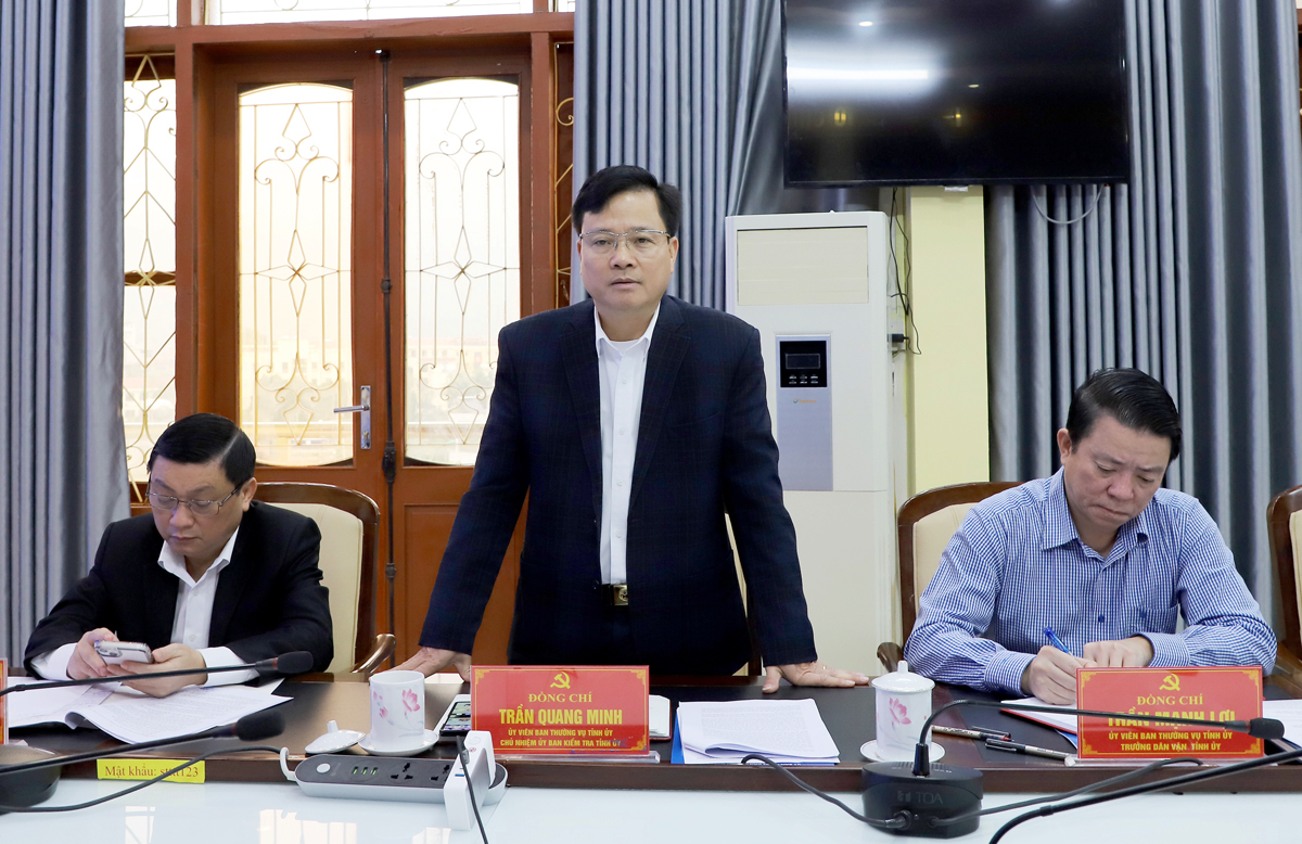 Chủ nhiệm UBKT Tỉnh ủy Trần Quang Minh phát biểu tại buổi làm việc