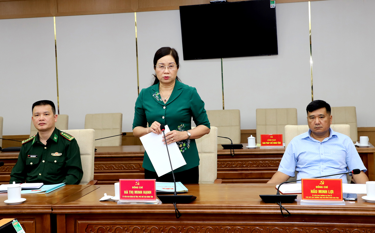 Phó Chủ tịch UBND tỉnh Hà Thị Minh Hạnh thảo luận tại hội nghị