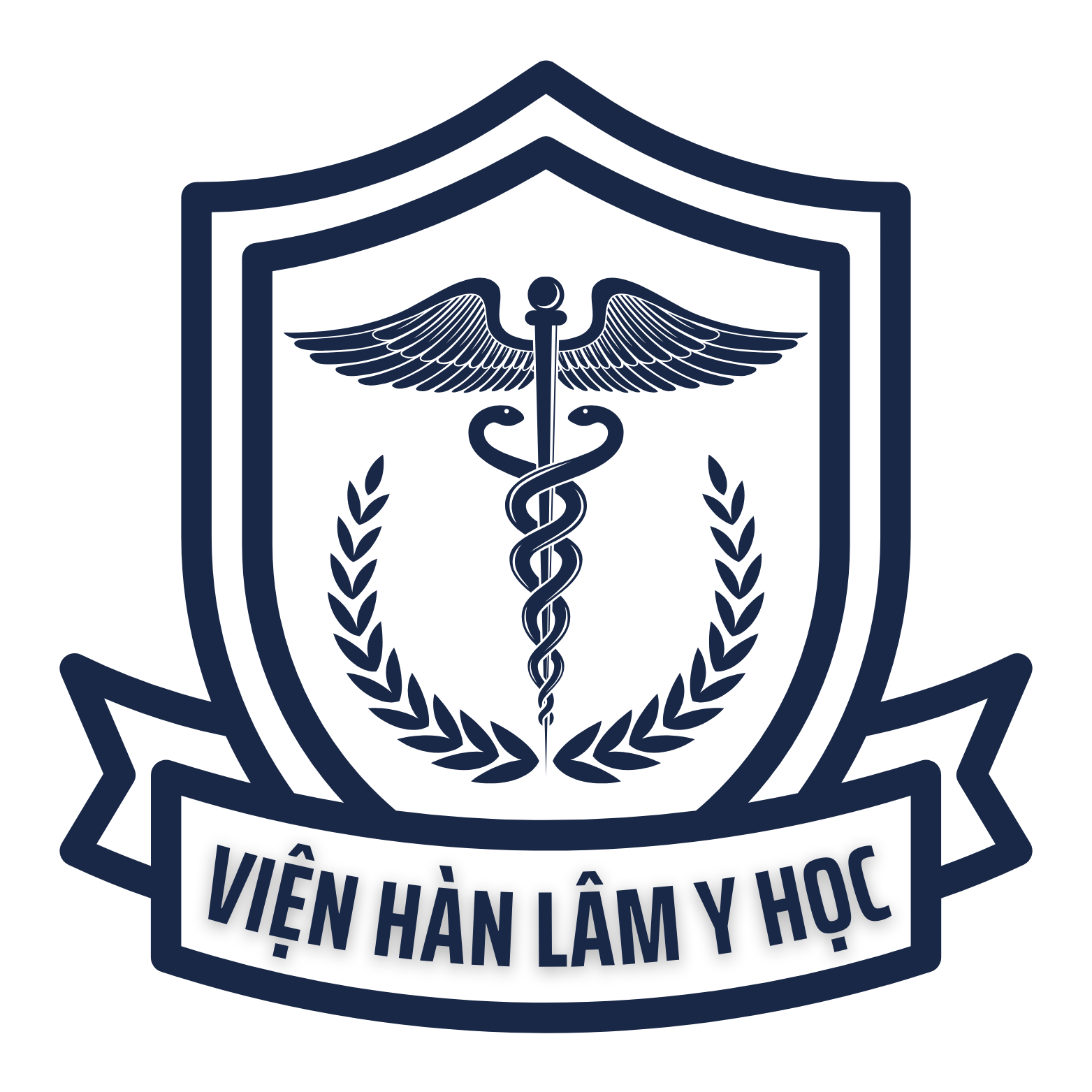 Logo chính thức của Viện Hàn Lâm Y Học bao gồm những họa tiết mang tính biểu tượng của học thuật và với một phong cách hàn lâm.