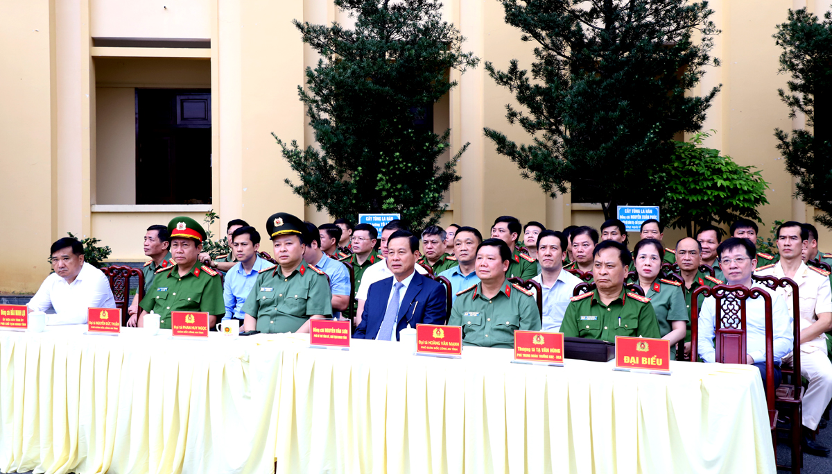 Chủ tịch UBND tỉnh Nguyễn Văn Sơn và các đại biểu dự thao diễn.
