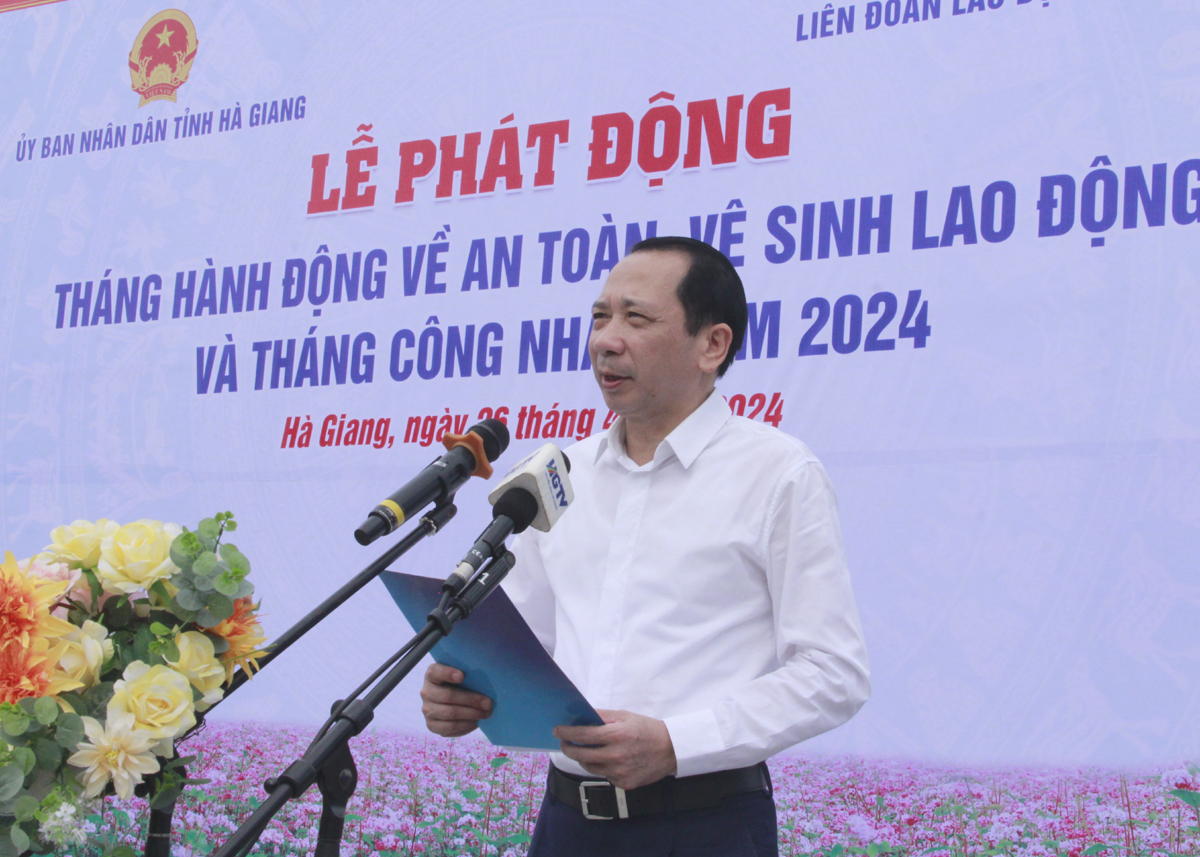 Phó Chủ tịch UBND tỉnh Trần Đức Quý phát động Tháng ATVSLĐ và Tháng Công nhân năm 2024.