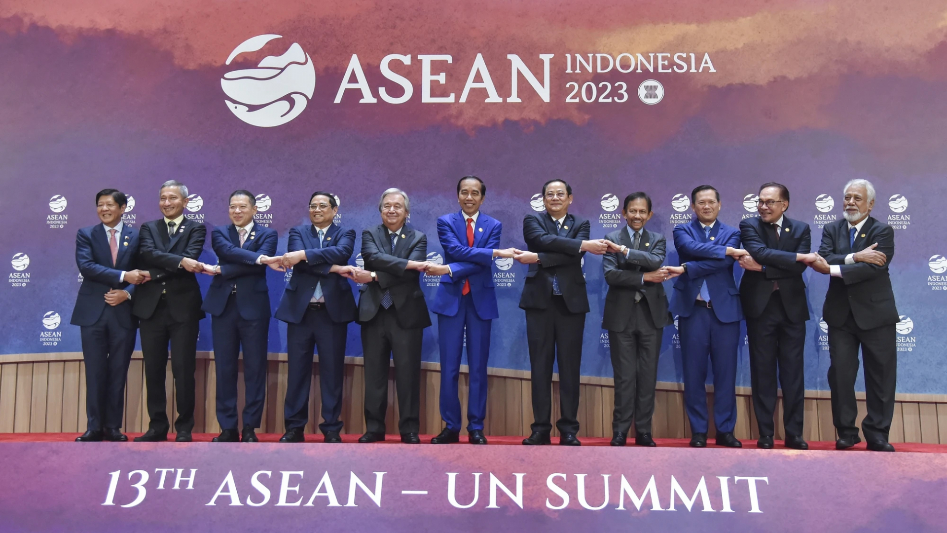 Thủ tướng Phạm Minh Chính và Trưởng đoàn các nước tham dự Hội nghị Cấp cao ASEAN-Liên Hợp Quốc lần thứ 13 tại Jakarta, Indonesia, tháng 9/2023.