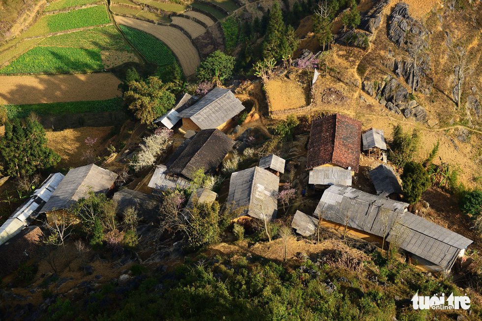 An aerial view of local people’s houses in Lung Cu Town, Dong Van District, Ha Giang Province, Vietnam. Photo: Quang Dinh / Tuoi Tre