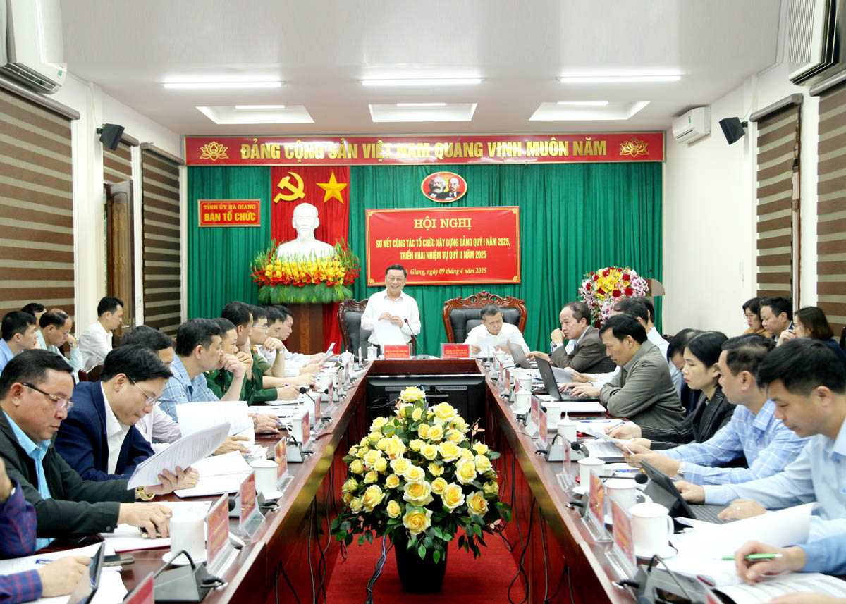 Trưởng Ban Tổ chức Tỉnh ủy Nguyễn Minh Tiến phát biểu kết luận hội nghị.
