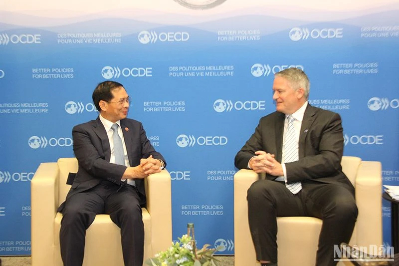 Bộ trưởng Ngoại giao Bùi Thanh Sơn gặp Tổng Thư ký OECD Mathias Cormann