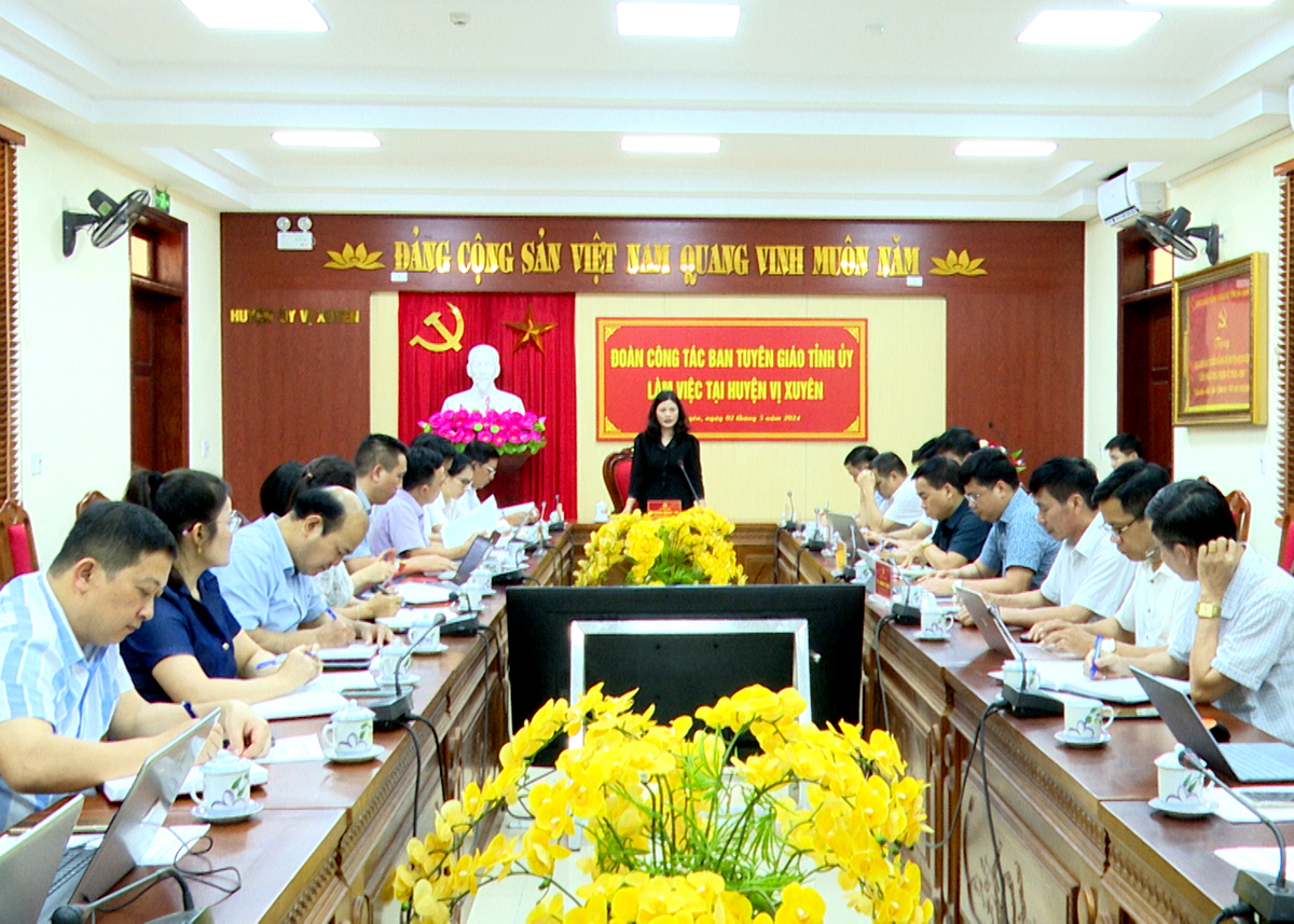 Trưởng Ban Tuyên giáo Tỉnh ủy Vương Ngọc Hà phát biểu kết luận tại buổi làm việc.
