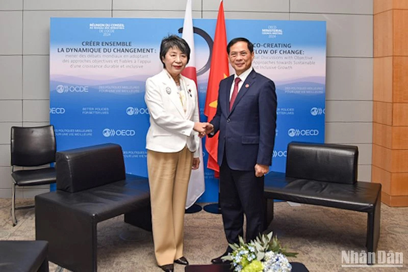 Bộ trưởng Ngoại giao Bùi Thanh Sơn gặp Bộ trưởng Ngoại giao Nhật Bản Kamikawa Yoko. 