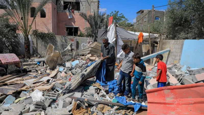 Những ngôi nhà bị phá hủy do cuộc xung đột Hamas-Israel tại thành phố Rafah, Dải Gaza, ngày 7/5/2024.