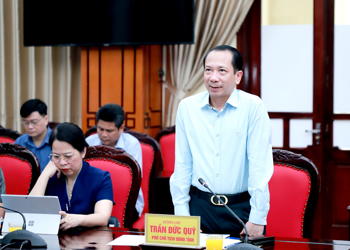 Phó Chủ tịch UBND tỉnh Trần Đức Quý thảo luận tại buổi giám sát.