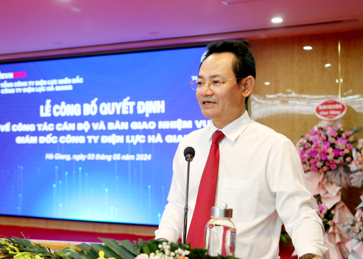 Tổng giám đốc Công ty Điện lực miền Bắc Nguyễn Đức Thiện phát biểu.