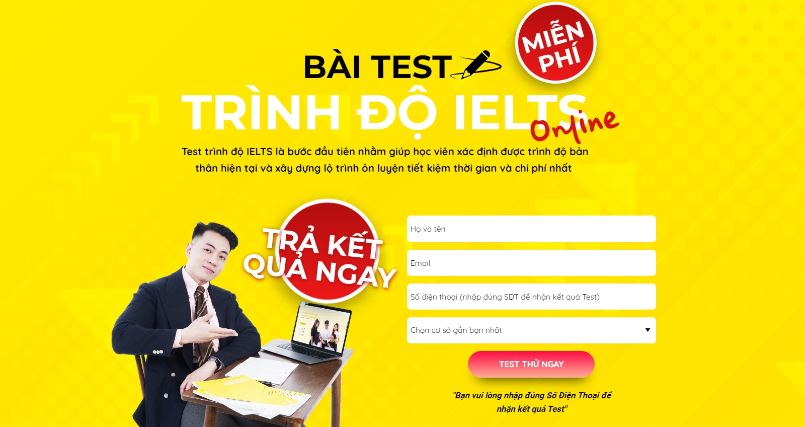 Bài test trình độ tiếng Anh online tại The IELTS Workshop