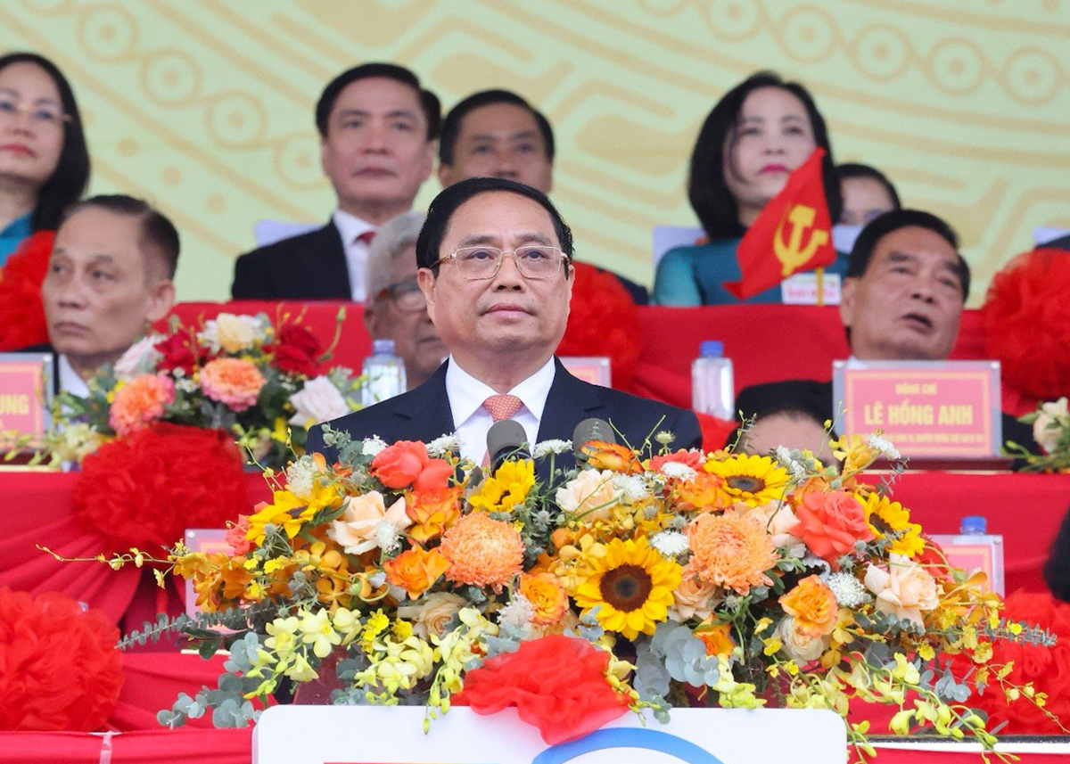 Ủy viên Bộ Chính trị, Thủ tướng Chính phủ Phạm Minh Chính trình bày Diễn văn kỷ niệm 